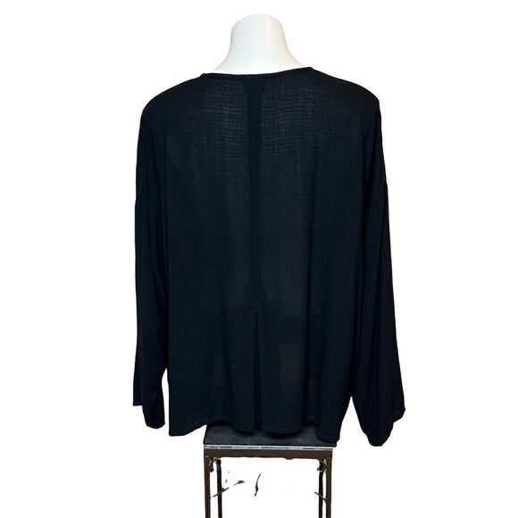 Eileen Fisher black linen blend button up top size M - Picture 6 of 15